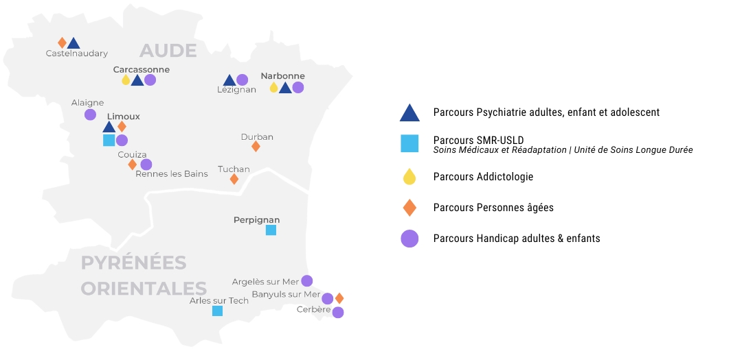Carte qui représente la répartition territoriale des établissements et services de l'USSAP
